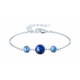 Bracelet acier 3 cabochons 11 et 8mm - Lapis lazuli et Apatite - 16+5cm