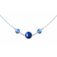 Collier acier 3 cabochons 11 et 8mm - Lapis lazuli et Apatite - 42/45cm