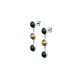 Boucles d'oreilles acier 3 cabochons 8mm - il de tigre et Onyx