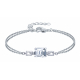 Bracelet argent rectangle - Cristal de roche - 15+5cm- 7g