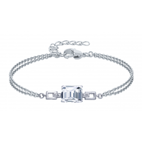 Bracelet argent rectangle - Cristal de roche - 15+5cm- 7g