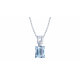 Collier argent rectangle - Topaze bleu - 45cm- 2,5g