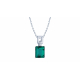 Collier argent rectangle - Quartz vert - 45cm- 2,5g