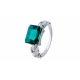 Bague argent - Quartz vert rectangle 85x10mm - T50 à 62 - 3,5g