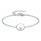 Bracelet argent - Cristal de roche rond 5mm - 15+5cm - 3g