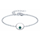 Bracelet argent - Quartz vert rond 5mm - 15+5cm - 3g