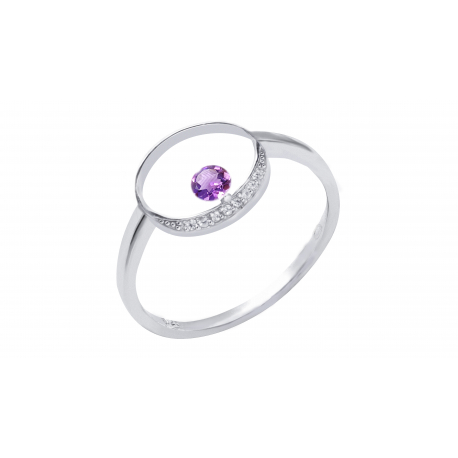 Bague argent - Améthyste  rond 3mm - T50 à 62 - 2,5g