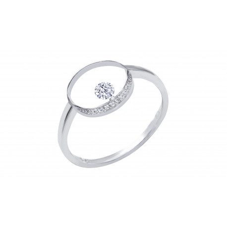 Bague argent - Cristal de roche rond 3mm - T50 à 62 - 2,5g