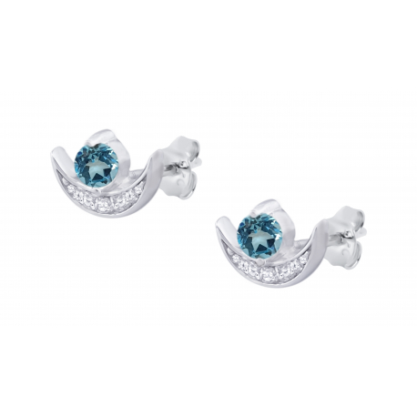 Boucles d'oreilles argent -  topaze suisse rond 3mm - 4g