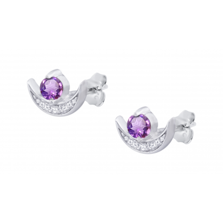 Boucles d'oreilles argent -  améthyste rond 3mm - 4g