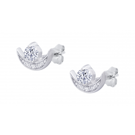 Boucles d'oreilles argent -  cristal de roche rond 3mm - 4g