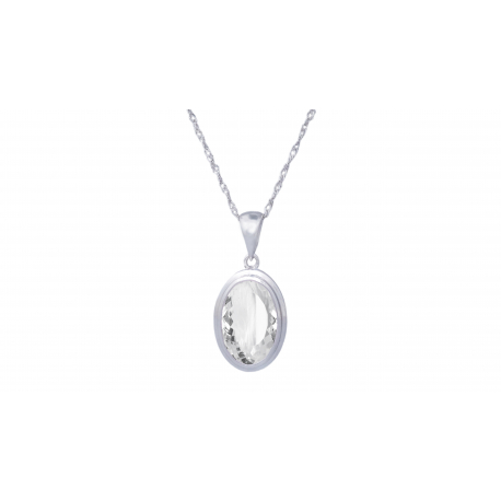 Collier argent - Cristal de roche  10x14mm - 3,75g