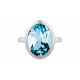 Bague argen  - Topaze bleue 10x14mm - 4,5g