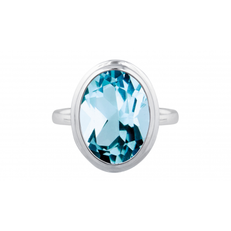 Bague argen  - Topaze bleue 10x14mm - 4,5g