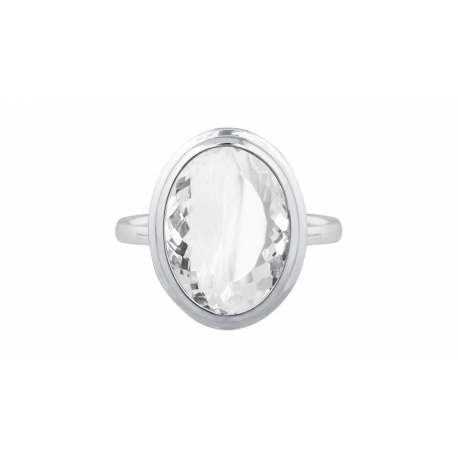 Bague argent - Cristal de roche  10x14mm - 4,5g