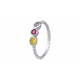 Bague argent - Citrine/Rhodolite/ Cristal de roche - T50 à 62 - 3,27g