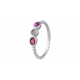 Bague argent - Rhodolite/Cristal de roche/ Améthyste T50 à 62 - 3,27g